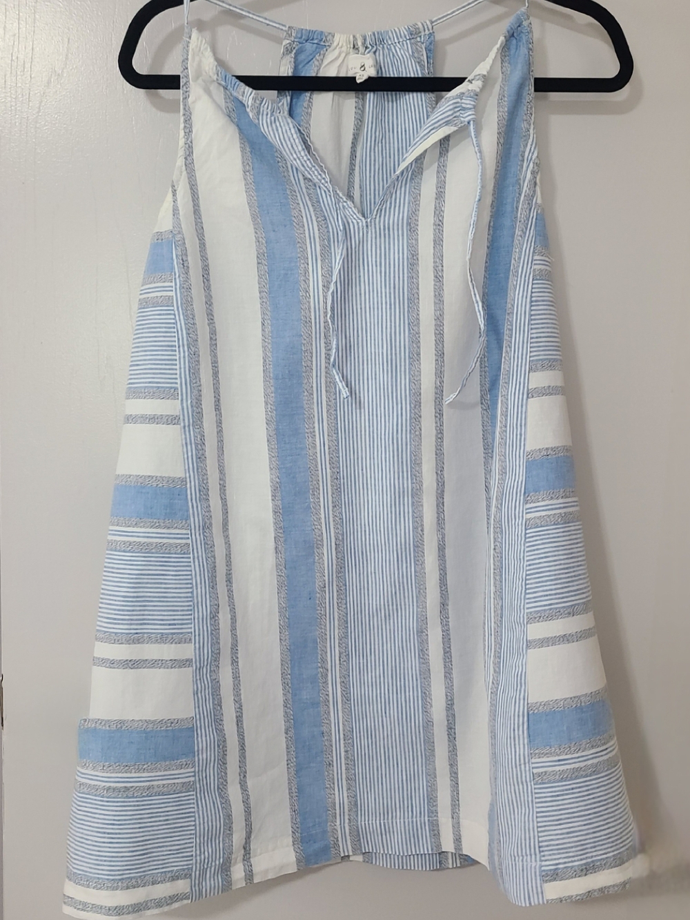 Blue and White Short Striped Halter Dress